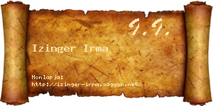 Izinger Irma névjegykártya